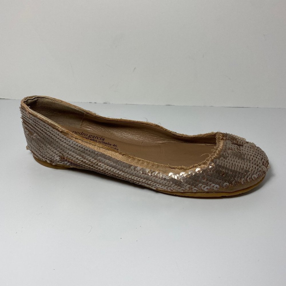 Pedro Garcia Sequin Satin raw edge Ballet Flat